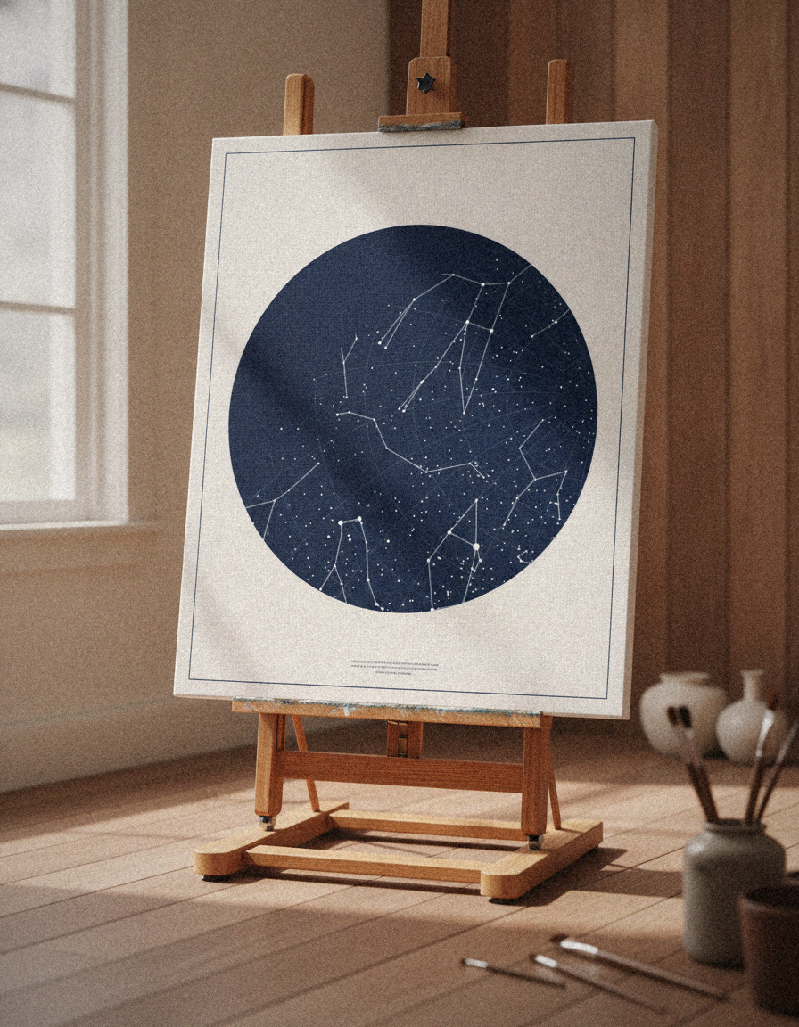 A Honey Finch star map print on canvas